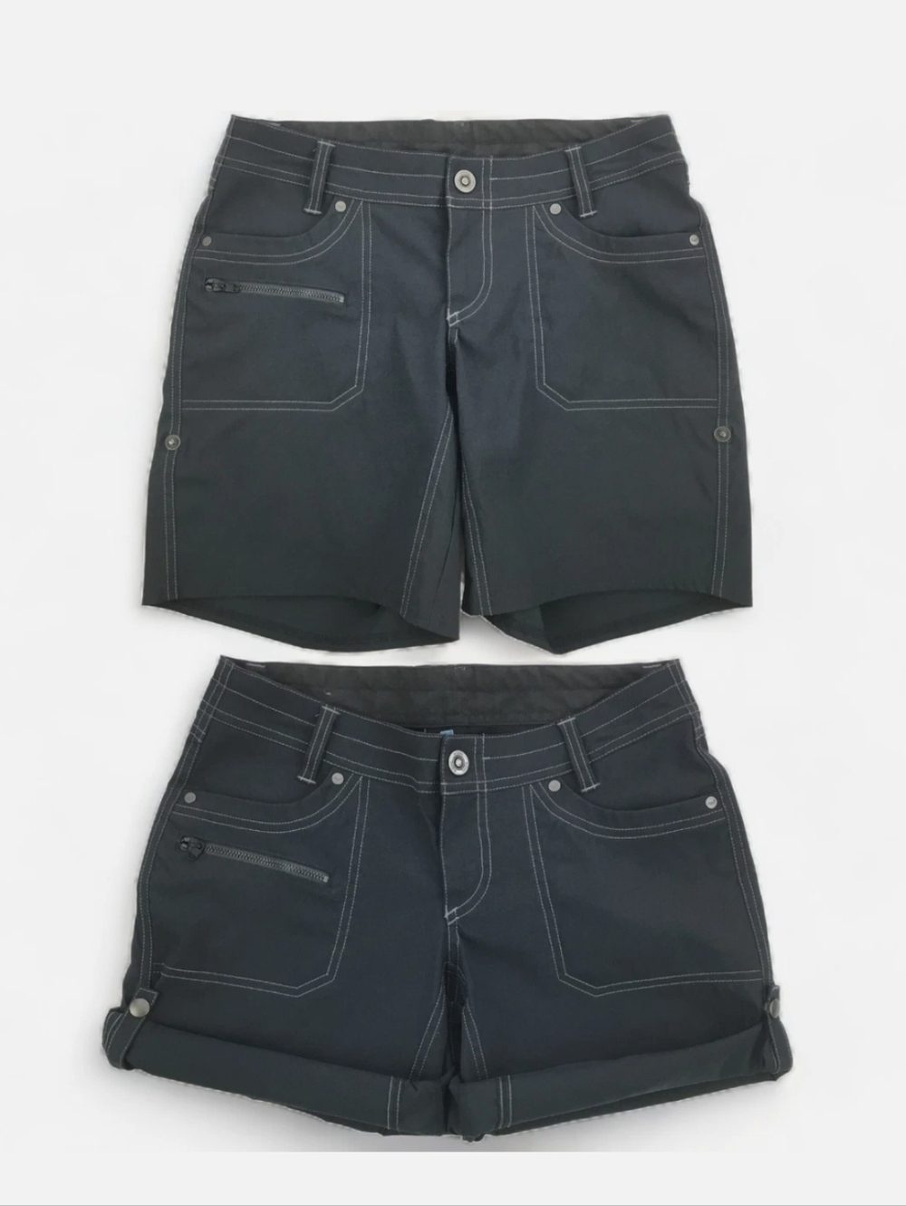 Kuhl Kliffside Air Roll-Up Convertible Gray Nylon Stretch Shorts Women's Size 2